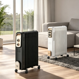 <span class=keywords><strong>Radiateur</strong></span> à huile noir vintage avec 4 canaux d'huile et protection contre la surchauffe pour chambre et salon - Product Image 2