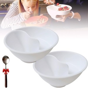 <b>Cereal</b> Bowl With Two Compartments Red For Child Home Use - Product Image 2