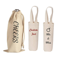 Offre Spéciale Logo personnalisable couverture de bouteille de vin unique Portable Eco coton toile cordon pliant sac fourre-tout pour cadeau