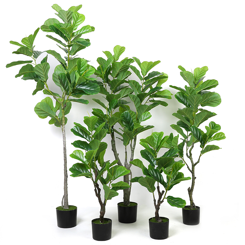 Wholesale Various Height Artificial Ficus Plants Faux Ornamental Plants With Pot Natural Fiddle Leaf Tress for Home Indoor Decor