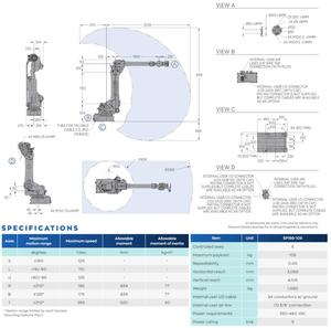 Bras robotisé industriel haute précision 105 kg, six axes, SP165-105, portée 3058 mm, nouveau modèle en stock / Garantie 1 an - Product Image 2