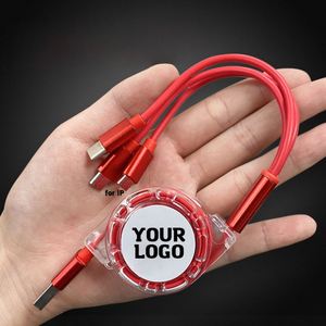 Wholesale Custom Logo Promo Gift Universal Retractable <b>3</b> in 1 Multi 3in1 <b>Usb</b> Charging Charger <b>Cable</b> with Transparent Box - Product Image 1