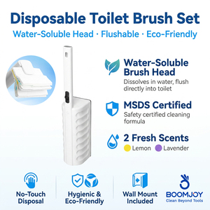 For Eco Friendly Disposable <strong>Toilet</strong> <strong>Brush</strong> and Holder Set with Caddy Style-Wall-Mounted <strong>Wood</strong> Pulp Material - Product Image 2