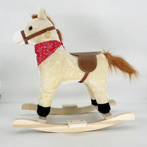 博士热卖儿童安全木制摇马婴儿骑玩具毛绒摇马 - Product Image 3