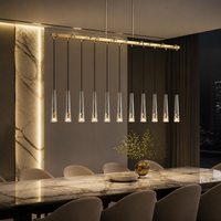 Lustre linéaire en laiton, luminaire suspendu long pour restaurant, villa, hôtel, centre commercial, bar, supermarché, usage intérieur