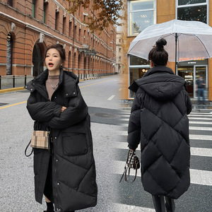 Manteaux bouffants d'hiver de style coréen japonais pour femmes Manteau en duvet rembourré à capuche avec ceinture fine Veste en duvet d'oie pour femmes du <span class=keywords><strong>Canada</strong></span> - Product Image 1