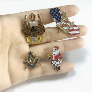 Toptan masonik hıristiyan taç yaka iğneler amerikan bayrağı özel altın kaplama batı logosu yaka pin