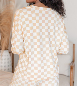 Completo Casual da Donna in Velluto Ecologico <span class=keywords><strong>Beige</strong></span> <span class=keywords><strong>e</strong></span> <span class=keywords><strong>Bianco</strong></span> con Logo Personalizzato, Top a Maniche Lunghe <span class=keywords><strong>e</strong></span> Pantaloni Abbinati - Product Image 2