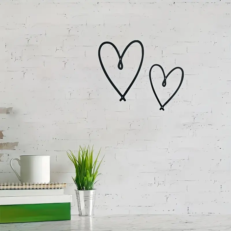 2pc Heart Love Wall Sign personnalisé en forme de coeur Valentine's Day wall art noir Metal Heart Hanging Decor