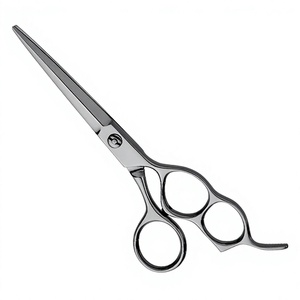 Ciseaux de coiffure professionnels en acier au carbone, lames à pointe arrondie, manche long en acier inoxydable, pour droitiers, 3 anneaux, crochet fixe - Product Image 3