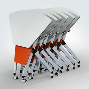 Gruppo di mobili collaborativi pieghevoli scrivanie per studenti tavolo da addestramento scuola a forma trapezoidale tavolo pieghevole conferenza <span class=keywords><strong>Tr</strong></span> - Product Image 1
