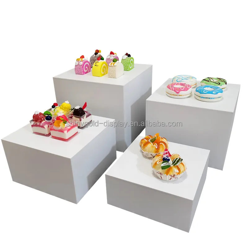 Custom OEM/ODM Four Set Buffet Acrylic table Cube Nesting Risers Dessert Cake Stand Pedestal Box Food Riser For Wedding Party