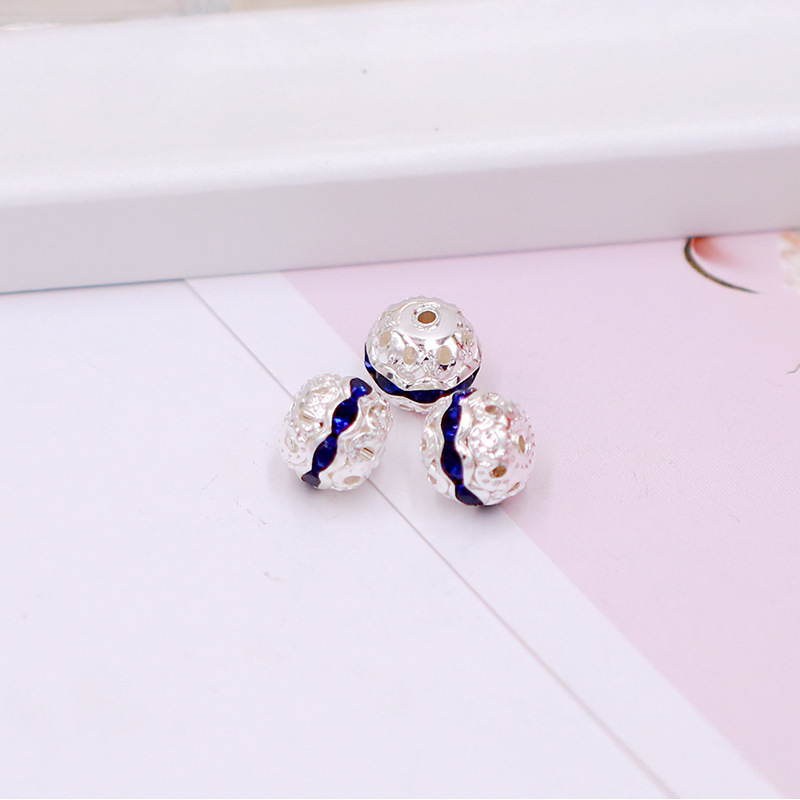 9 silver base sapphire blue diamond