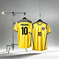 Maillot de football à séchage rapide Forsend, kit de football personnalisé, uniforme grande taille, jaune texturé, ensemble de tenue de match pour club