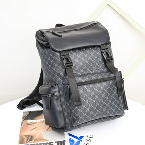 Korean Style Men's <b>Backpack</b> <b>Large</b> Capacity Travel Bag PU Leather 14 Inch Laptop Compartment Wear Resistant Neutral Gender - Product Image 1