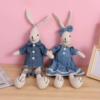 Poupée lapin en coton et lin Lapin de Pâques Jouet en peluche pour enfants et cadeaux