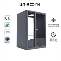 UNIBOOTH Cabine de réunion insonorisée 30 dB ISO 23351 Classe A, ignifuge ASTM-E84 (30-45 min), installation rapide, pour bureau à domicile, OEM ODM