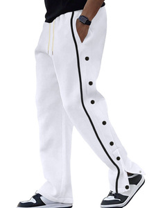 <span class=keywords><strong>Pantaloni</strong></span> Sportivi Casual da Uomo <span class=keywords><strong>con</strong></span> <span class=keywords><strong>Elastico</strong></span> <span class=keywords><strong>in</strong></span> <span class=keywords><strong>Vita</strong></span>, Strisce Laterali e Orlo Aperto <span class=keywords><strong>con</strong></span> Bottoni a Pressione - Product Image 3