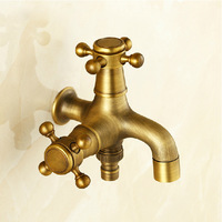 Robinet mural en laiton bronze antique pour machine à laver, double fonction, design séparé, pour évier de serpillière, extérieur, balcon, eau froide uniquement