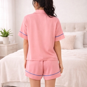 Manufacturer Custom Summer Lounge Wear Set Luxury Women'<strong>s</strong> 2 Piece <strong>Short</strong> <strong>Pyjamas</strong> Homewear Bamboo Modal Jersey Pajama Sets <strong>Men</strong> - Product Image 3