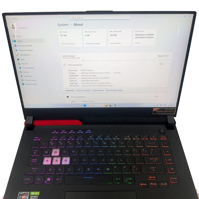 for Asus ROG Strix G513QM Core AMD R9 -5900HX Generatio Used Laptops 15.5 Inch RTX3060 Discrete Graphics 6G Gaming Laptop