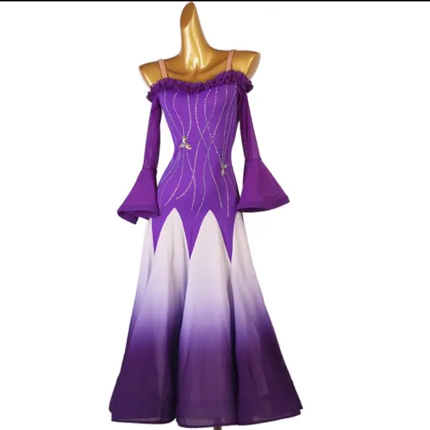 MQ350 Purple High Quality Women Elegent Party Wear Dress Dance Ballroom Dress