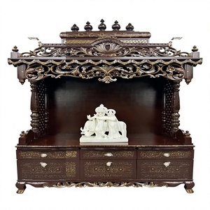 Nouveau design de temple Radha Krishna en bois de teck massif, temple Gopuram en bois Sagwan pour la maison indienne, design sud-indien, temple en bois - Product Image 1