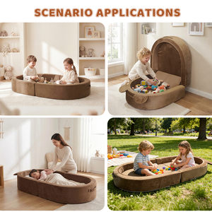 Lit de voyage portable 2-en-1 personnalisé pour tout-petits, lit bébé pliable en <span class=keywords><strong>mousse</strong></span> à mémoire de forme pour le <span class=keywords><strong>camping</strong></span>, transat bébé lavable - Product Image 2