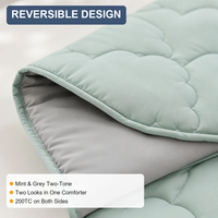 Ensemble de couette réversible Soft Cloud Stitch, couette légère double face gris menthe pour chambre à coucher