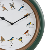 Venta al por mayor de reloj de pared verde bosque niños habitación pájaros patrón silencioso plástico Cuco redondo Reloj de pared