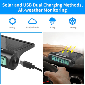 Car <strong>TPMS</strong> Tire Pressure Monitoring System Solar Charging HD Digital LCD Display Auto Alarms Wireless External Sensors <strong>TPMS</strong> - Product Image 2