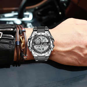 <span class=keywords><strong>Lige</strong></span> LG8971 <span class=keywords><strong>Reloj</strong></span> de diseño de lujo de moda Casual cronógrafo para hombre resistente a los golpes 5Bar correa de silicona natural pura relojes luminosos - Product Image 4