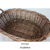 Vente en gros, panier ovale en osier naturel fait main, petit panier de rangement en saule avec poignée