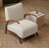 Fauteuil de salon STG style rétro français en acier capitonné crème avec coussin en velours pour salon, hôtel, appartement