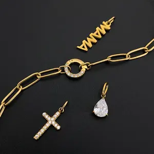 Collar de Acero Inoxidable eManco Estilo Hip-Hop con Colgante de Cruz MAMA y Cristal en Forma de Gota, Joyería para Uso Diario, Venta al Por Mayor - Product Image 6