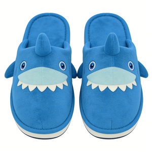 Pantuflas de tiburón personalizadas para niños, pantuflas de tiburón azul para casa, pantuflas de tiburón de peluche para niños, pantuflas de tiburón de dibujos animados con punta abierta - Product Image 3