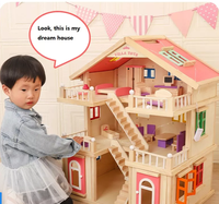 Maison de poupée en bois à trois étages pour filles, à construire soi-même, pour enfants de 2 à 13 ans, avec 20 petits meubles – Vente en gros