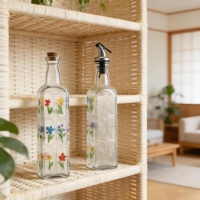 Ensemble de bouteilles d'huile d'olive en verre Marasca hermétiques de 17 oz (500 ml) avec entonnoir et becs verseurs, récipient alimentaire micro-ondable