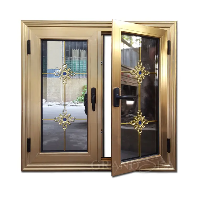 China manufacturer titanic gold color aluminium casement window prices