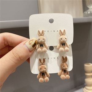 Maxfree Korean Cartoon <b>Cute</b> Bunny Ear Stud <b>Earrings</b> for Women Sweet Animal Flocking Rabbit Trendy Zinc Alloy Jewelry Anniversary - Product Image 5
