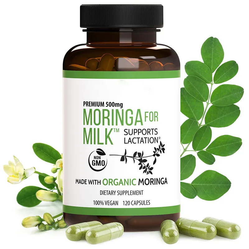 Organik Moringa kapsülleri anne emzirme takviyesi artan anne sütü bebek beslenme