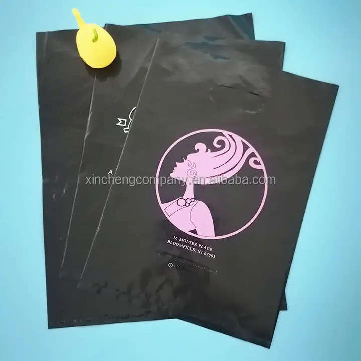 Custom Good Printed Logo PE Recyclable Handle Die Cut Plastic Shopping Bag