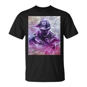 Camiseta Faceless Detective negra unisex con diseño gráfico y estampado artístico - Product Image 1