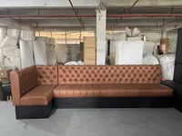 Ensemble de Mobilier de Luxe pour Cafétéria et Restaurant, Banquette d'Angle en Cuir en Forme de L, Table et Chaise de Salon de Café pour Restaurant
