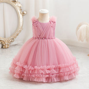 À Yrs enfant été bébé filles <span class=keywords><strong>robe</strong></span> de cérémonie enfants S perle <span class=keywords><strong>Tulle</strong></span> princesse robes de soirée pour mariage Tutu effectuer Vestido - Product Image 1