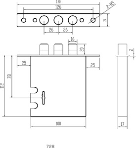 Kẽm hợp kim Lỗ mộng Khóa cơ thể 3-Bolt hệ thống với bộ xương phím cho cửa an ninh - Product Image 6
