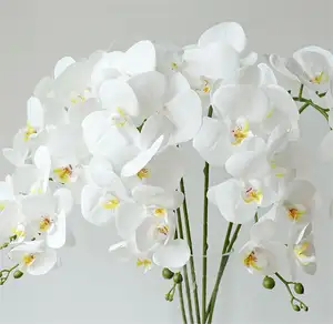 X141 fabrika doğrudan 3D baskı 9 kafaları gerçek dokunmatik duygu kelebek orkide çiçek çelenk ev düğün dekorasyon