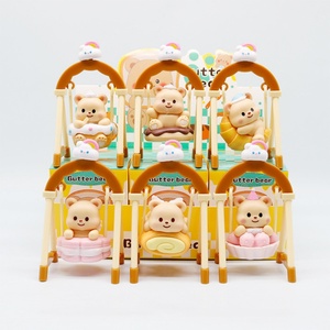 6 pièces/ensemble Figurines d'anime en PVC Capybara Saniro Butter Bear Crayon Shin-chan pour machine de jeu Gashapon, boîte à œufs à attraper, jouet de récompense - Product Image 4