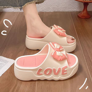 Sandales à plateforme imprimées à nœud pour femmes, tendance mode été, plage en plein air, semelle épaisse, talons hauts, antidérapantes, augmentant la taille - Product Image 1