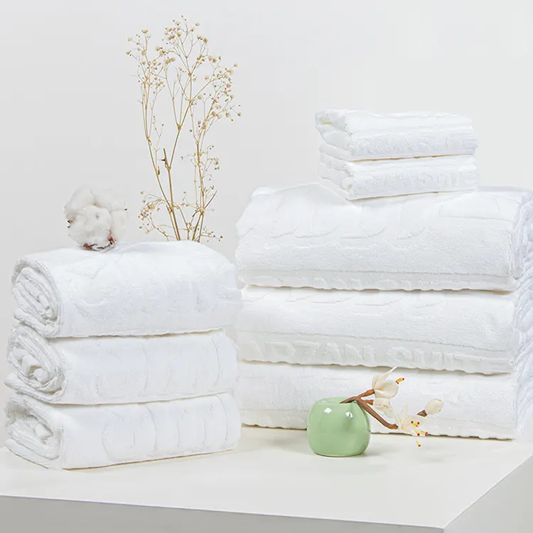 Luxury 100 Cotton Towel Set Jacquard Satin 3 In 1 Face Towel High Quality Hotel Bath Towel
